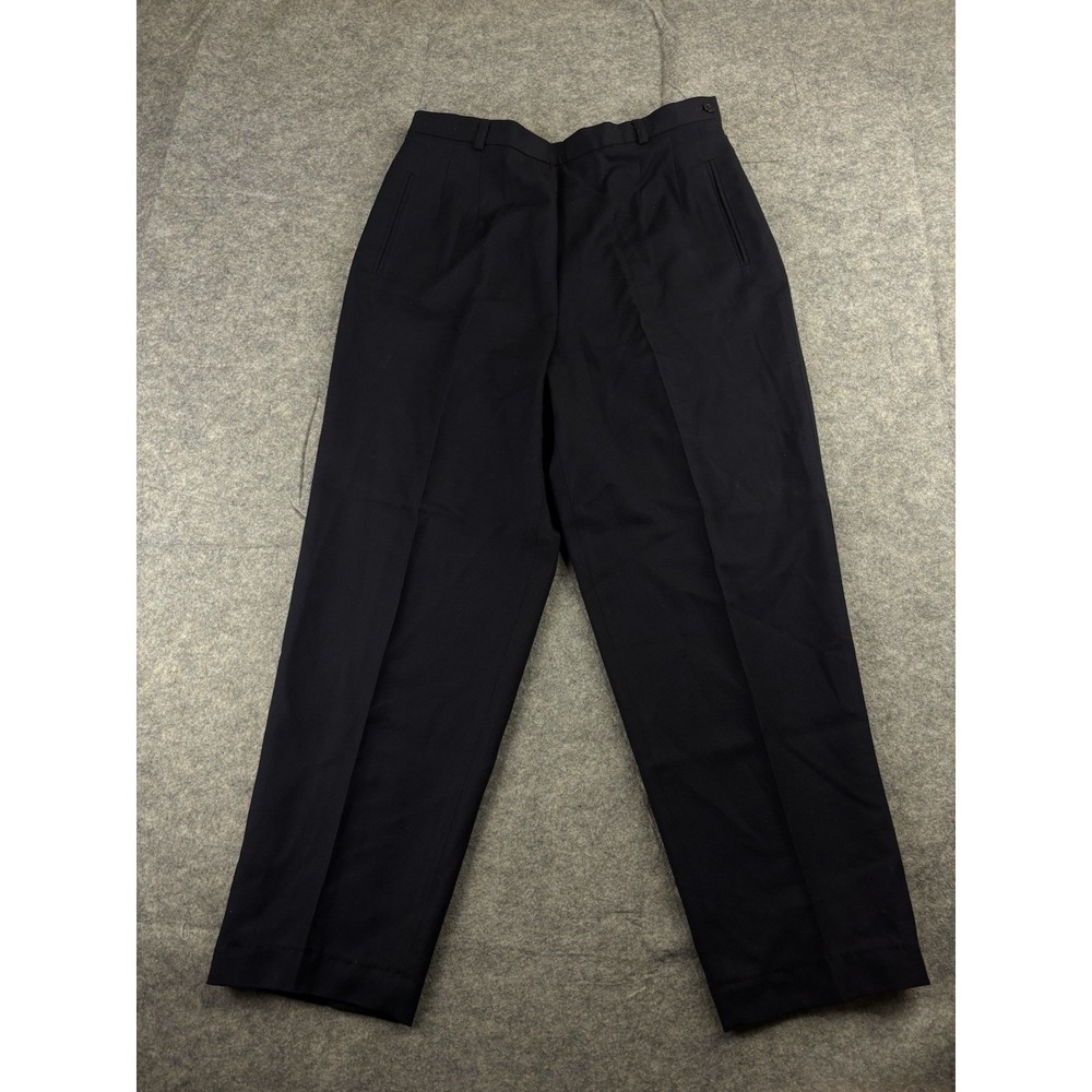 Talbots Women's 14 (31x26) 100% Wool Navy Lined Elastic Trouser Dress Pant SEE